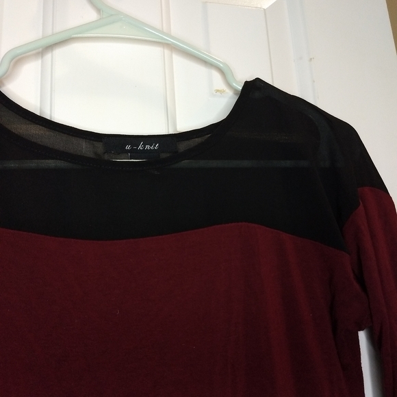 Maroon and Black Mesh Shirt - Picture 5 of 6
